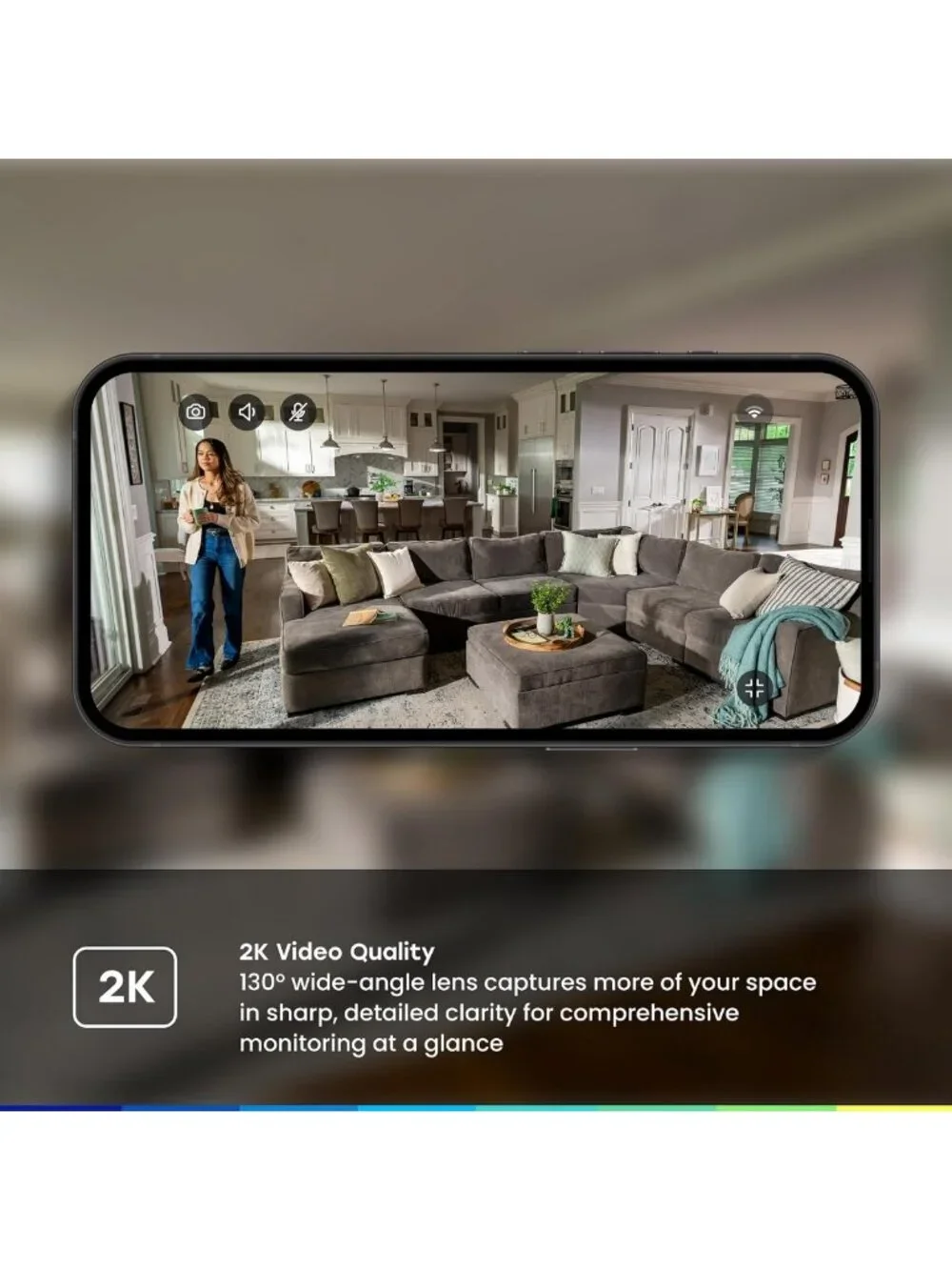2K Indoor Wi-Fi Security Camera with Night Vision, Motion Detection, 2-Way Audio